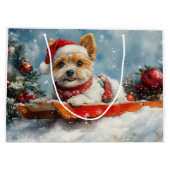Biewer Terrier Hond in Sledge Laat het Sneeuw Kers Groot Cadeauzakje (Achterkant)