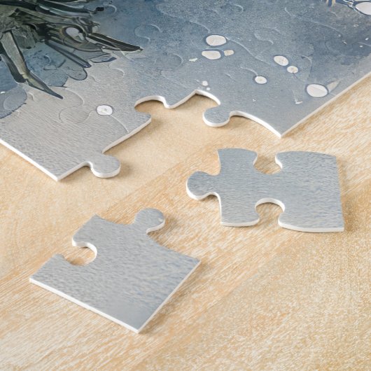 Biewer Terrier Hond in Sledge Laat het Sneeuw Kers Legpuzzel (Zijkant)