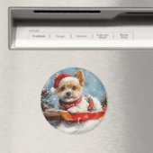 Biewer Terrier-hond in slee Laat het sneeuwen Kers Magneet (Insitu (Vaatwasser))