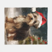 Biewer Terriër Hond in Sneeuw Kerstmis Fleece Deken (Voorkant (Horizontaal))