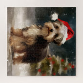 Biewer Terriër Hond in Sneeuw Kerstmis Legpuzzel (Horizontaal)