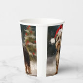 Biewer Terriër Hond in Sneeuw Kerstmis Papieren Bekers (Rechts)