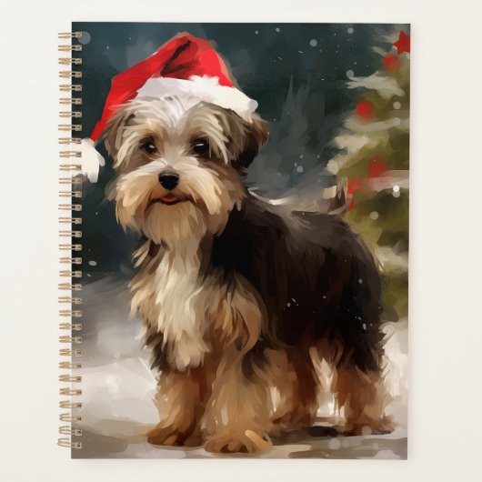 Biewer Terriër Hond in Sneeuw Kerstmis Planner (Voorkant)