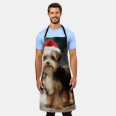 Biewer Terriër Hond in Sneeuw Kerstmis Schort (Gedragen)