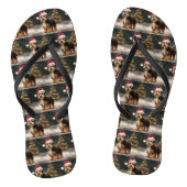 Biewer Terriër Hond in Sneeuw Kerstmis Teenslippers (Voetbed)