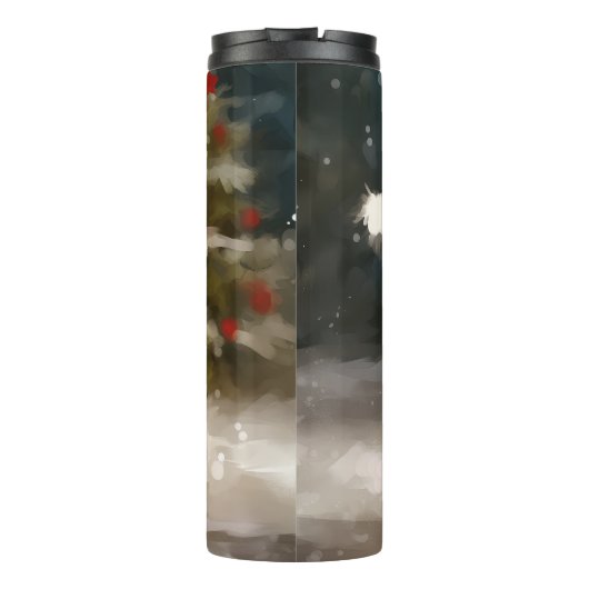Biewer Terriër Hond in Sneeuw Kerstmis Thermosbeker (Achterkant)