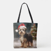 Biewer Terriër Hond in Sneeuw Kerstmis Tote Bag (Achterkant)