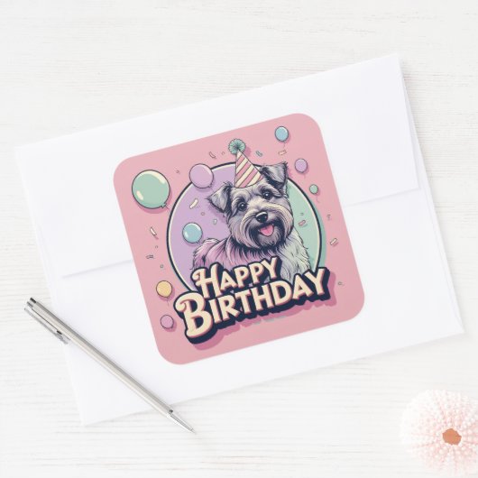 Biewer Terrier hond kleurrijk Vierkante Sticker (Envelop)