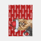 Biewer Terriër Hond met Naam Kerstvakantie Fleece Deken (Voorkant)