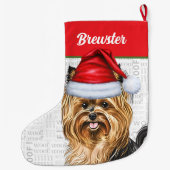 Biewer Terriër Hond met naam van hond Grote Kerstsok (Achterkant)