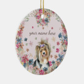 Biewer Terrier hond puppy bloem print Keramisch Ornament (Rechts)