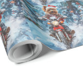 Biewer Terrier Hond Rijden Motorfiets Kerstmis Cadeaupapier (Rol Hoek)