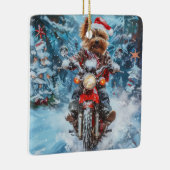Biewer Terrier Hond Rijden Motorfiets Kerstmis Keramisch Ornament (Rechts)