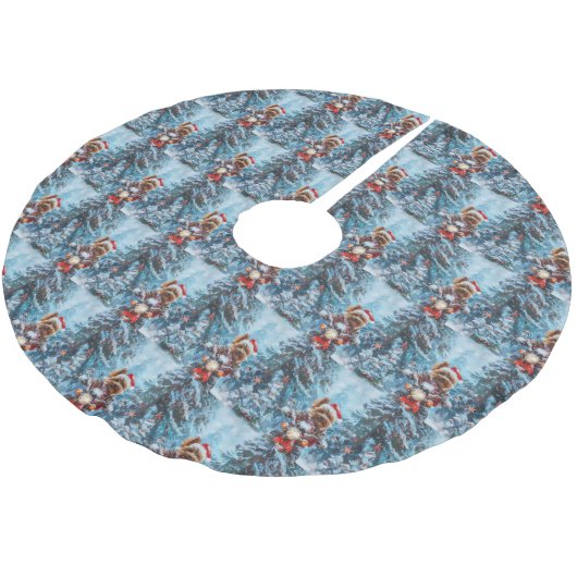 Biewer Terrier Hond Rijden Motorfiets Kerstmis Kerstboom Rok (Gekanteld)