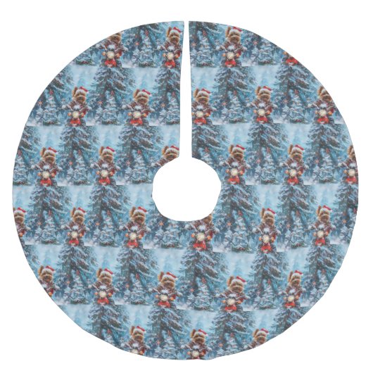 Biewer Terrier Hond Rijden Motorfiets Kerstmis Kerstboom Rok (Voorkant)