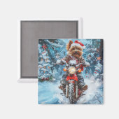 Biewer Terrier Hond Rijden Motorfiets Kerstmis Magneet (Voorkant / Achterkant)