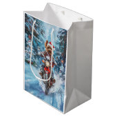 Biewer Terrier Hond Rijden Motorfiets Kerstmis Medium Cadeauzakje (Voorkant Gekanteld)