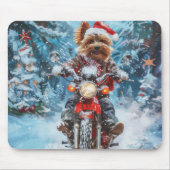 Biewer Terrier Hond Rijden Motorfiets Kerstmis Muismat (Voorkant)