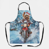 Biewer Terrier Hond Rijden Motorfiets Kerstmis Schort (Voorkant)