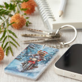 Biewer Terrier Hond Rijden Motorfiets Kerstmis Sleutelhanger (Voorkant Rechts)