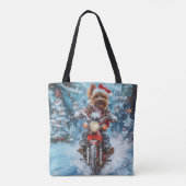 Biewer Terrier Hond Rijden Motorfiets Kerstmis Tote Bag (Achterkant)