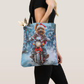 Biewer Terrier Hond Rijden Motorfiets Kerstmis Tote Bag (Dichtbij)