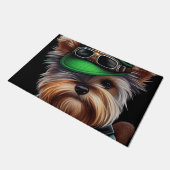 Biewer Terrier-hond rijdt op fiets St. Patrick's D Deurmat (Schuin)