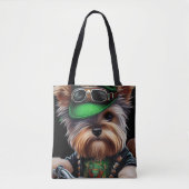 Biewer Terrier-hond rijdt op fiets St. Patrick's D Tote Bag (Voorkant)