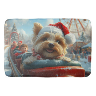Biewer Terrier Hond Roller Coaster Kerst  Badmat