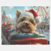 Biewer Terrier Hond Roller Coaster Kerstmis  Fleece Deken (Voorkant (Horizontaal))
