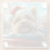 Biewer Terrier-hond Roller Coaster Kerstmis Glazen Onderzetter (Achterkant)