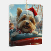 Biewer Terrier Hond Roller Coaster Kerstmis  Keramisch Ornament (Rechts)