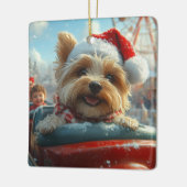 Biewer Terrier Hond Roller Coaster Kerstmis  Keramisch Ornament (Links)