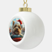 Biewer Terrier-hond Roller Coaster Kerstmis Keramische Bal Ornament (Rechts)