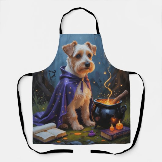Biewer Terrier hond speelse Halloween-schildering Schort (Voorkant)