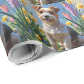 Biewer Terrier Hond Spring Bloemen Schilderen Cadeaupapier (Rol Hoek)