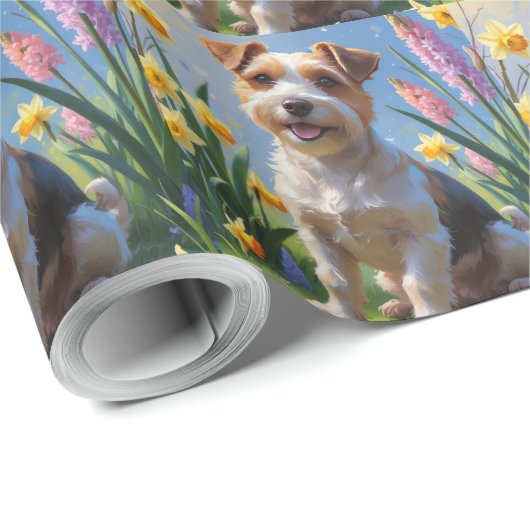 Biewer Terrier Hond Spring Bloemen Schilderen Cadeaupapier (Rol Hoek)