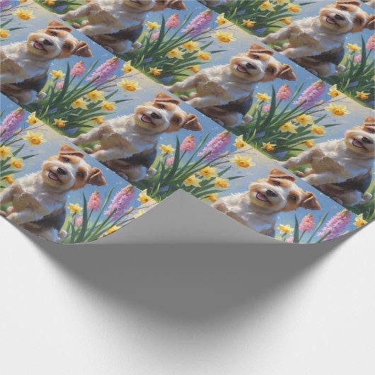 Biewer Terrier Hond Spring Bloemen Schilderen Cadeaupapier (Hoek)