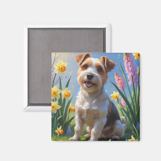 Biewer Terrier Hond Spring Bloemen Schilderen Magneet (Voorkant / Achterkant)
