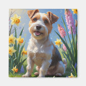 Biewer Terrier Hond Spring Bloemen Schilderen Magneet (Voorkant)