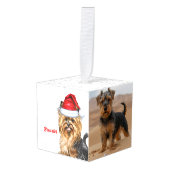 Biewer Terrier Hond Twee Foto Kerstvakantie Decoratie (Voorkant hoekig)