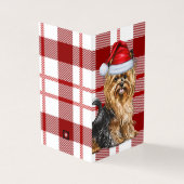 Biewer Terrier Hond Vakantie Rood Geplaagd Kerstmi Kaart (Buitenkant)