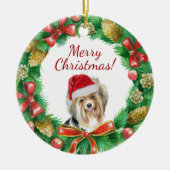 Biewer Terrier-hond vrolijk kerstfeest Keramisch Ornament (Voorkant)