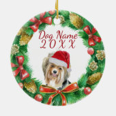 Biewer Terrier-hond vrolijk kerstfeest Keramisch Ornament (Achterkant)