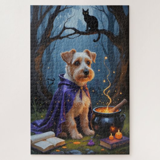 Biewer Terrier-hond Whimsical Halloween-schilderij Legpuzzel (Verticaal)