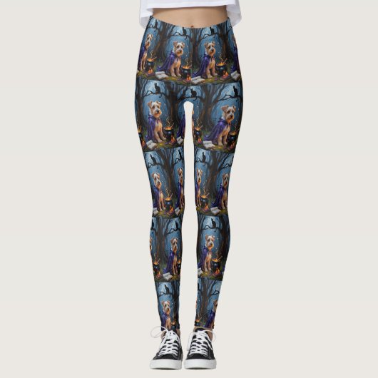 Biewer Terrier-hond Whimsy Halloween-schilderij Leggings (Voorkant)