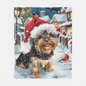 Biewer Terrier Hond Winter Wonderland Kerstvreugde Fleece Deken (Voorkant)