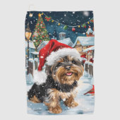 Biewer Terrier Hond Winter Wonderland Kerstvreugde Golfhanddoek (Voorkant)