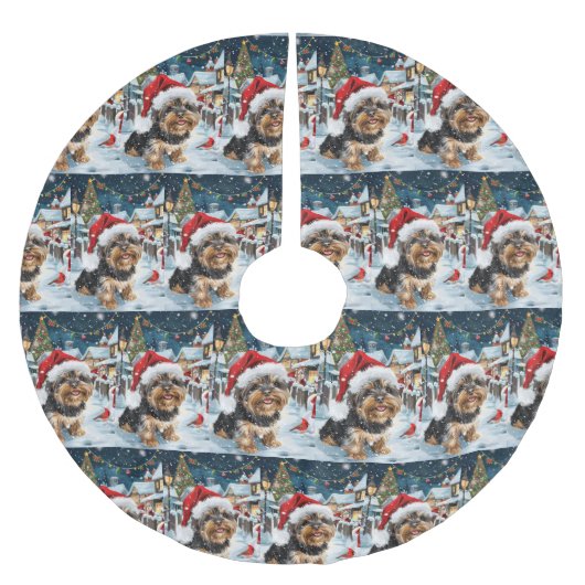 Biewer Terrier Hond Winter Wonderland Kerstvreugde Kerstboom Rok (Voorkant)