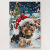 Biewer Terrier Hond Winter Wonderland Kerstvreugde Legpuzzel (Verticaal)
